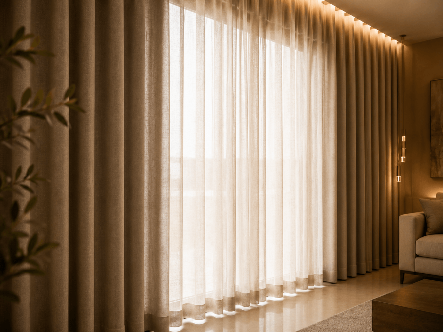 Cortina Wave com ondas uniformes e acabamento elegante